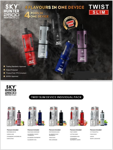 4 in 1 Sky Hunter 2600 Puffs Disposable Vape - Box of 5 - Topvapewholesale