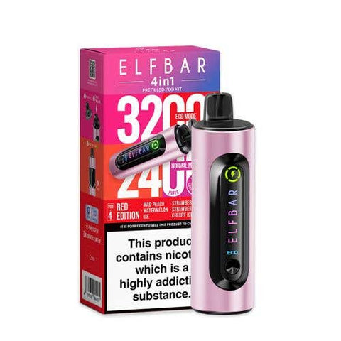 Elf Bar 4 - in - 1 3200 Prefilled Pod Kit Box of 5 - Topvapewholesale