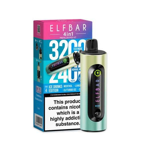 Elf Bar 4 - in - 1 3200 Prefilled Pod Kit Box of 5 - Topvapewholesale