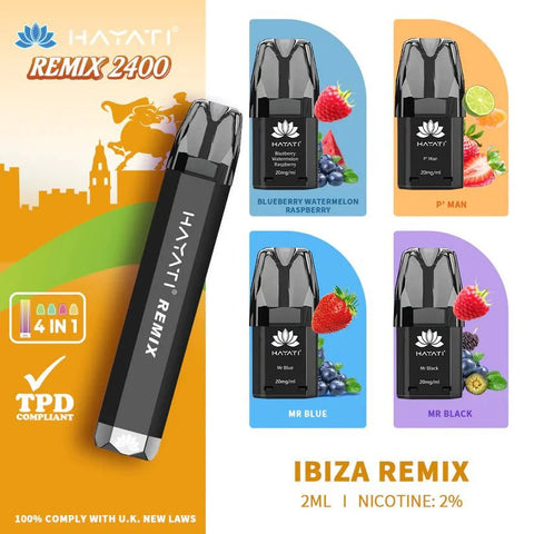 Hayati Remix 2400 Puffs Disposable Vape Pod Kit - Box of 5 - Topvapewholesale