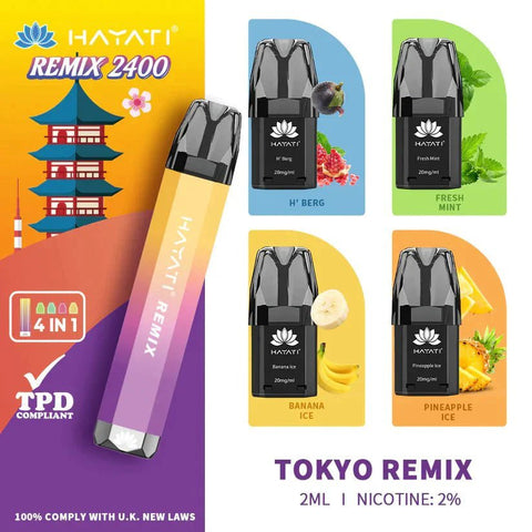 Hayati Remix 2400 Puffs Disposable Vape Pod Kit - Box of 5 - Topvapewholesale