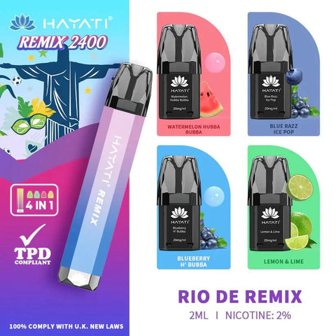 Hayati Remix 2400 Puffs Disposable Vape Pod Kit - Box of 5 - Topvapewholesale