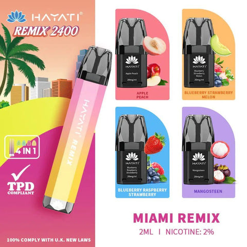 Hayati Remix 2400 Puffs Disposable Vape Pod Kit - Box of 5 - Topvapewholesale