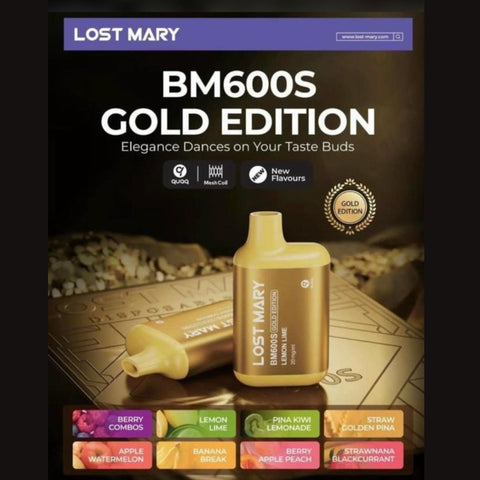 Lost Mary BM600S Gold Edition Disposable Vape Pod Box of 10 - Topvapewholesale